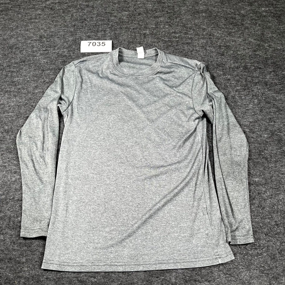 BAW Athletic Wear Shirt Mens Small Gray Crew Neck Long Sleeve Performance Casual